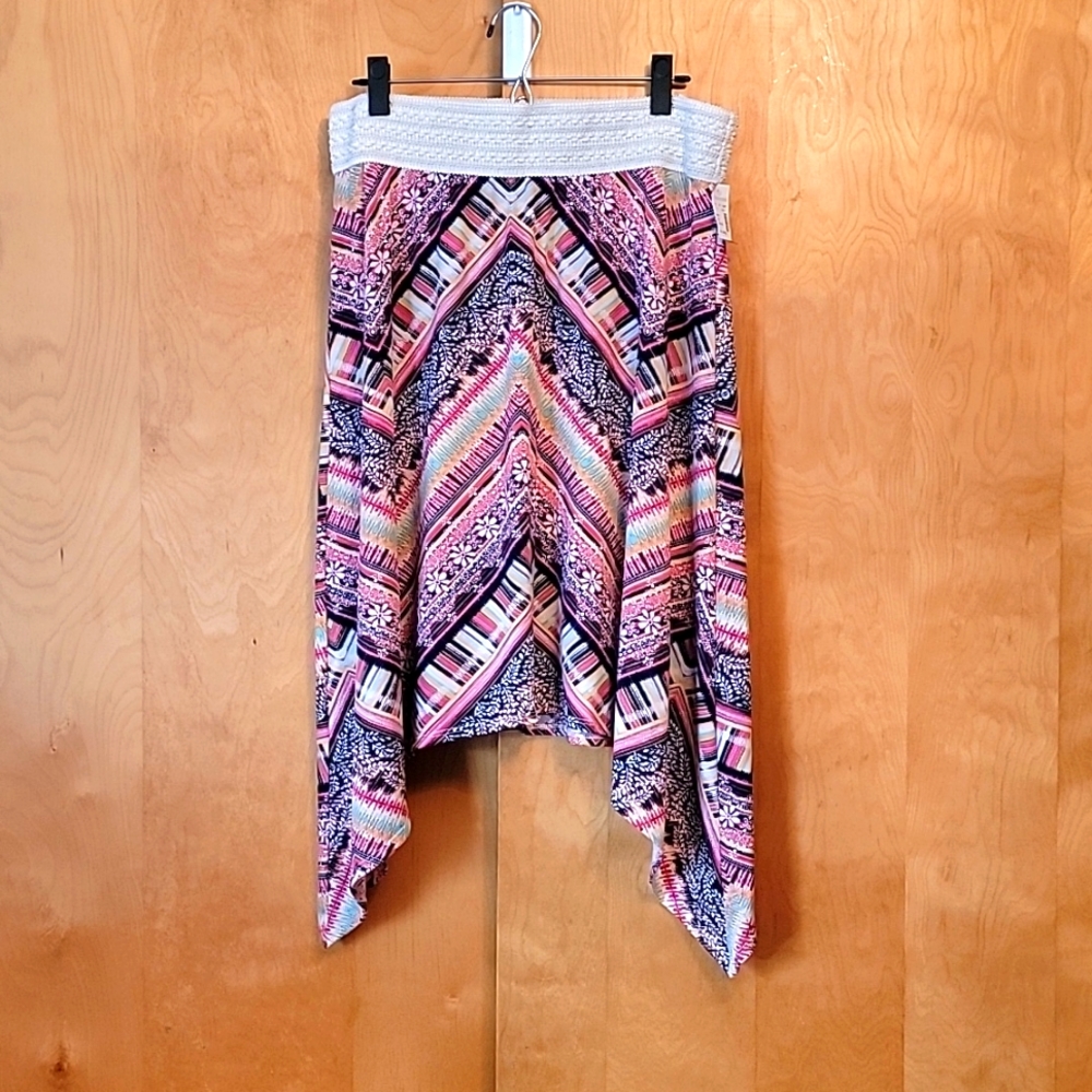 Maurices Asymmetrical Multicolor Pattern Skirt
